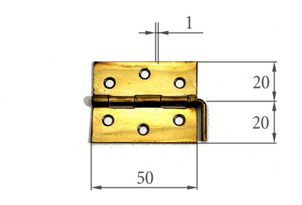 Hinge with pin, brass