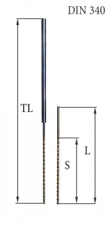 Spiral drill for hitch-pin, long, Din 340, type deep-hole-profile, tin-coat